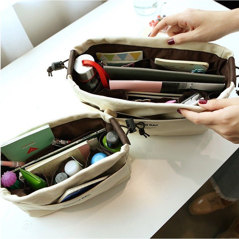 Canvas Organizer Inner Bag Makeup Handbag Lightweight Traveling Storage Purse