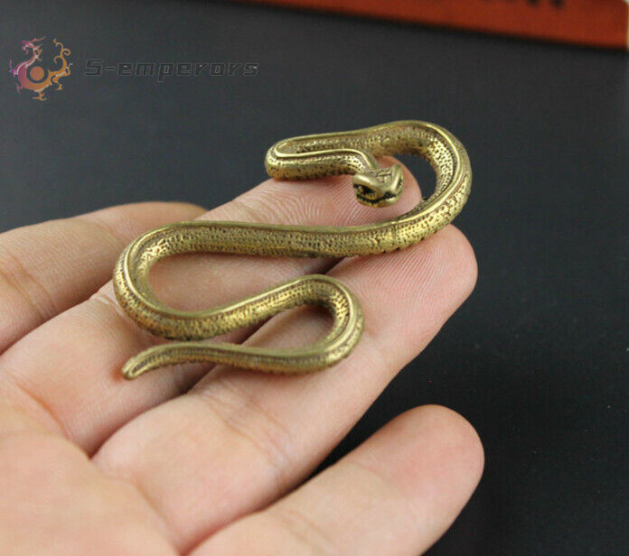 Chinese old bronze handmade Snake Statue figure Tea Pet scene home decoration