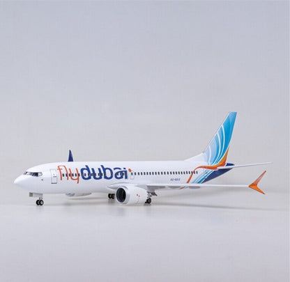 47CM Flydubai BOEING 737MAX Airplane Led Sound-controlled Light Resin Model