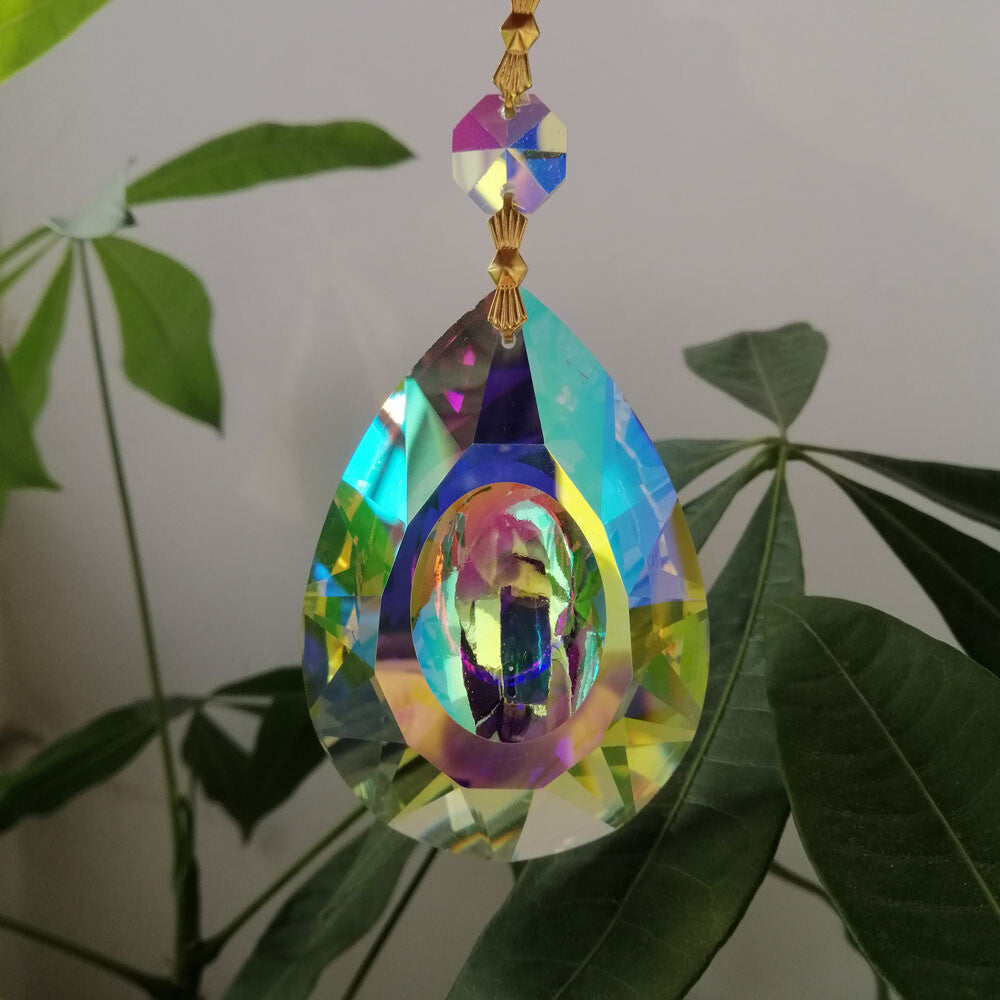 5pcs 76mm Longyan ABcolor Crystal Prisms Pendant Suncatcher Lamp Part Home Decor