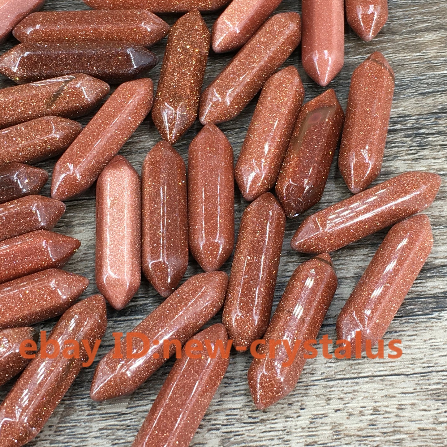 5PC Red goldstone Obelisk pendant quartz Crystal Wand Double Point Healing
