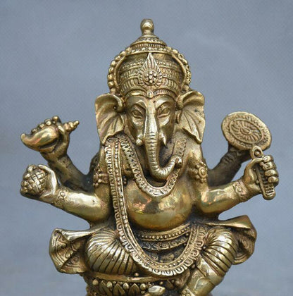 Copper Statue Tibetan Buddhism Brass Ganesha Ganapati Ganesh Lord God Elephant B