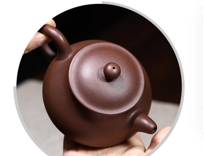 260cc chinese Yixing Handmade Zisha Purple clay Teapot Pan Hu Tea Pot