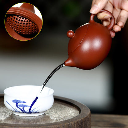 Authentic Yixing Zisha Teapot Handmade Xishi Pot Marked Ball Shaped Infuser Hole