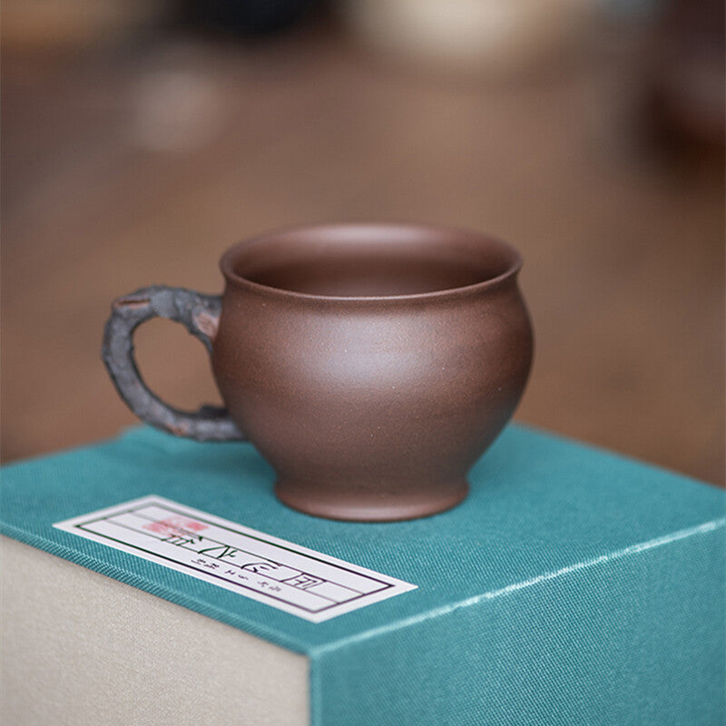 True Yixing Zisha Tea Cup with Handle Chinese Handmade Master Cup Marked 120ml