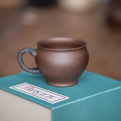 True Yixing Zisha Tea Cup with Handle Chinese Handmade Master Cup Marked 120ml