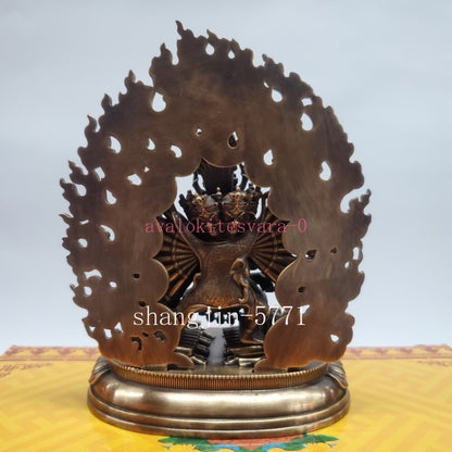 Nepal Tibetan Pure Copper Vajra Double Body Protector Buddha Statue Precision