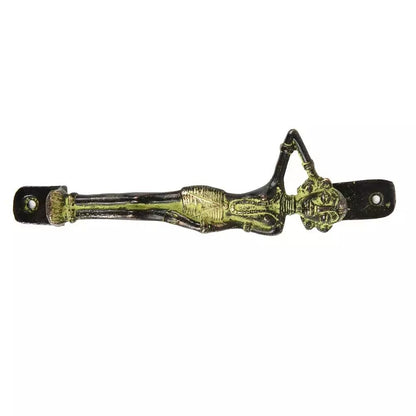 Set of 2 Antique Look Green Patina Brass Girl Door Handles