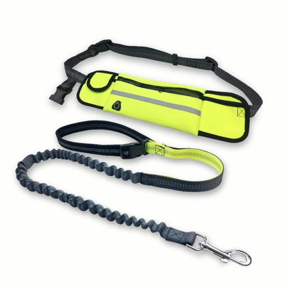 Shock Absorbing Bungee Dog Leash with Waist Bag - Hands-Free