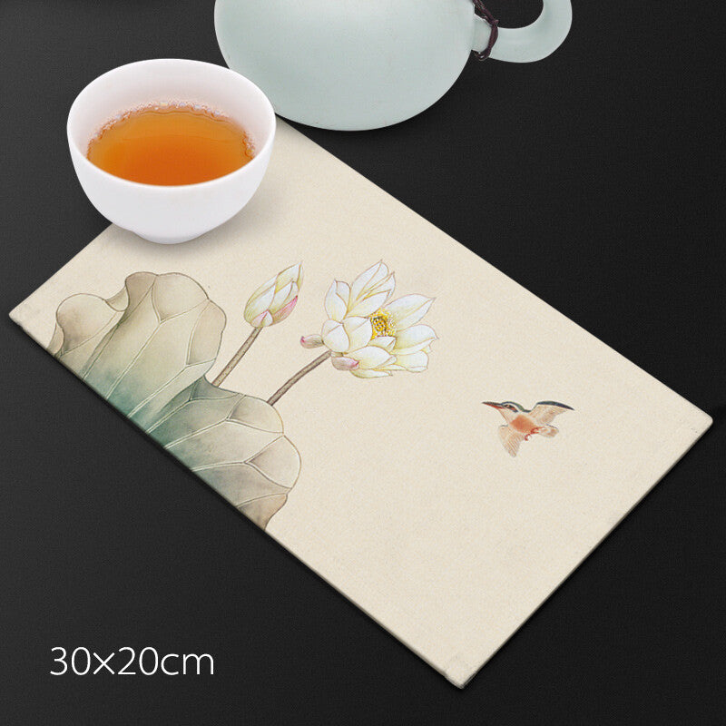 Velvet Fiber Tea Towel Water Absorbent Towel For Tea Set Pot Zen Style Lotus New