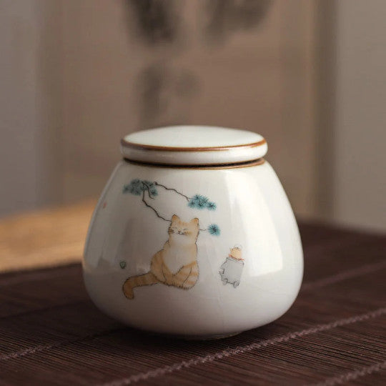 Ceramic Tea Canisters Lovely Cat Loose Tea Storage