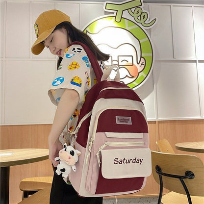 Backpack Multicolor Cute Schoolbag Travel Rucksack Canvas Bags 30*13*42 CM Purse