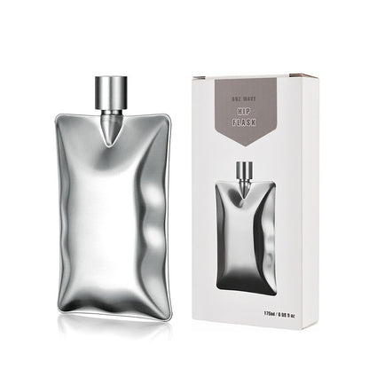 Creative stainless steel wine flask, 6 oz, wavy design, portable for outdoor use