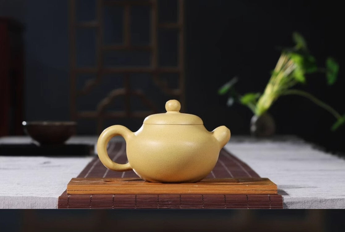 220cc chinese Yixing Handmade Zisha Green Clay Teapot Lotus GongFu Hu Tea Pot