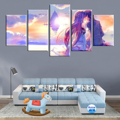 Anime sword art online romantic love poster canvas painting modular picture