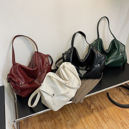 Large Soft Leather Shoulder Handbag Crossbody Bag Tote Bag Casual Messenger Bag