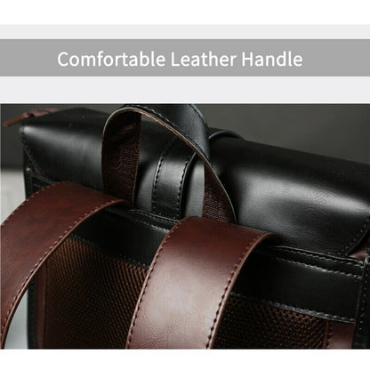 Vintage Laptop Backpack Travel Leisure Leather Backpacks Men Retro School Bag
