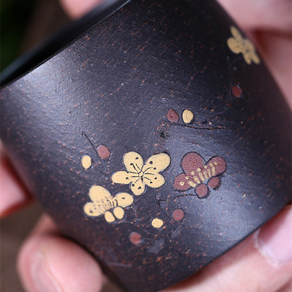 One Tea Cup Marked Floral Carved Handmade Authentic Yixing Zisha Kungfu Cup Tea