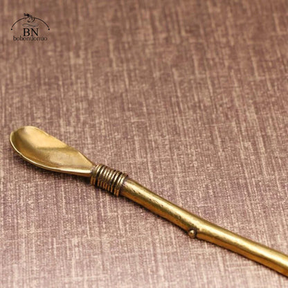 Brass Copper Dinnerware Set Spoon Tea Spoon Dessert Coffee Ice Cream Spoons