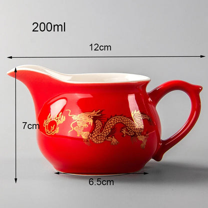12CM Gongdao Cup Mug Tea Set Golden Dragon Teapot Drankware Justice Cup Teapot