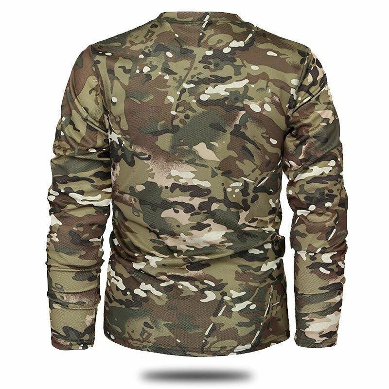 Quick-dry Camouflage Long sleeve T-shirt Outdoor Tactical Hunting Hiking Camping