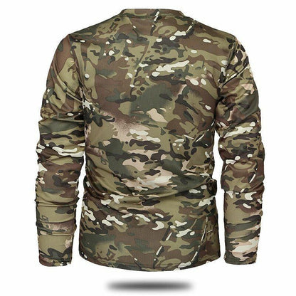 Quick-dry Camouflage Long sleeve T-shirt Outdoor Tactical Hunting Hiking Camping