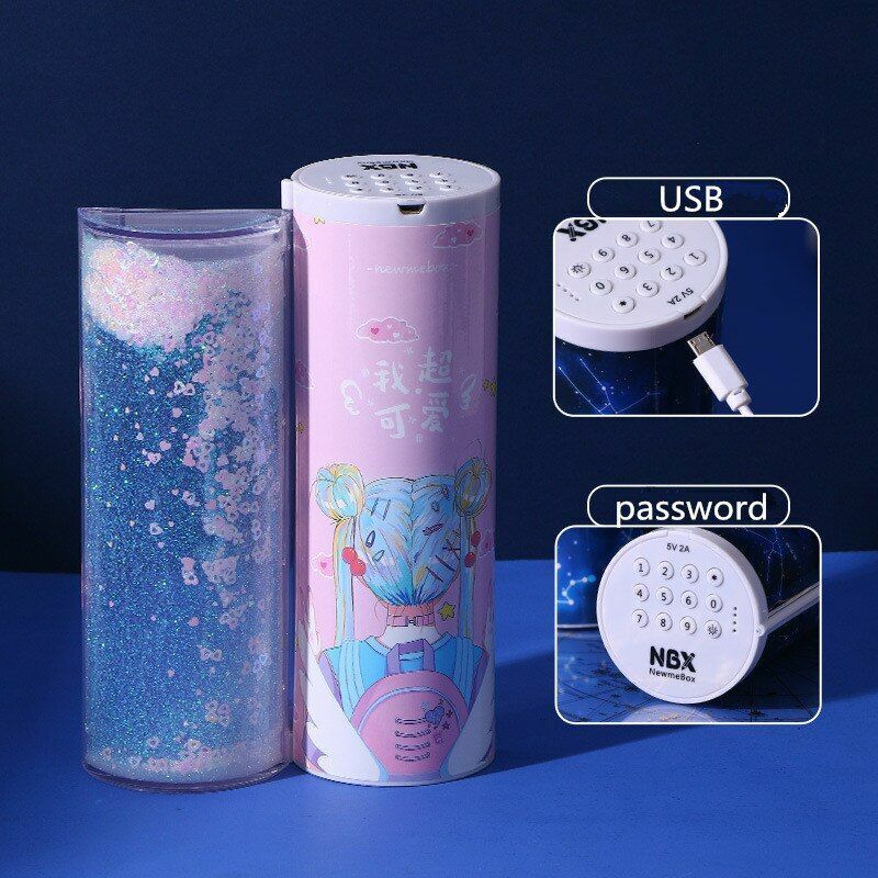 Pencil Case Translucent Quicksand Kawaii NBX Solar Calculator Box School Supplie