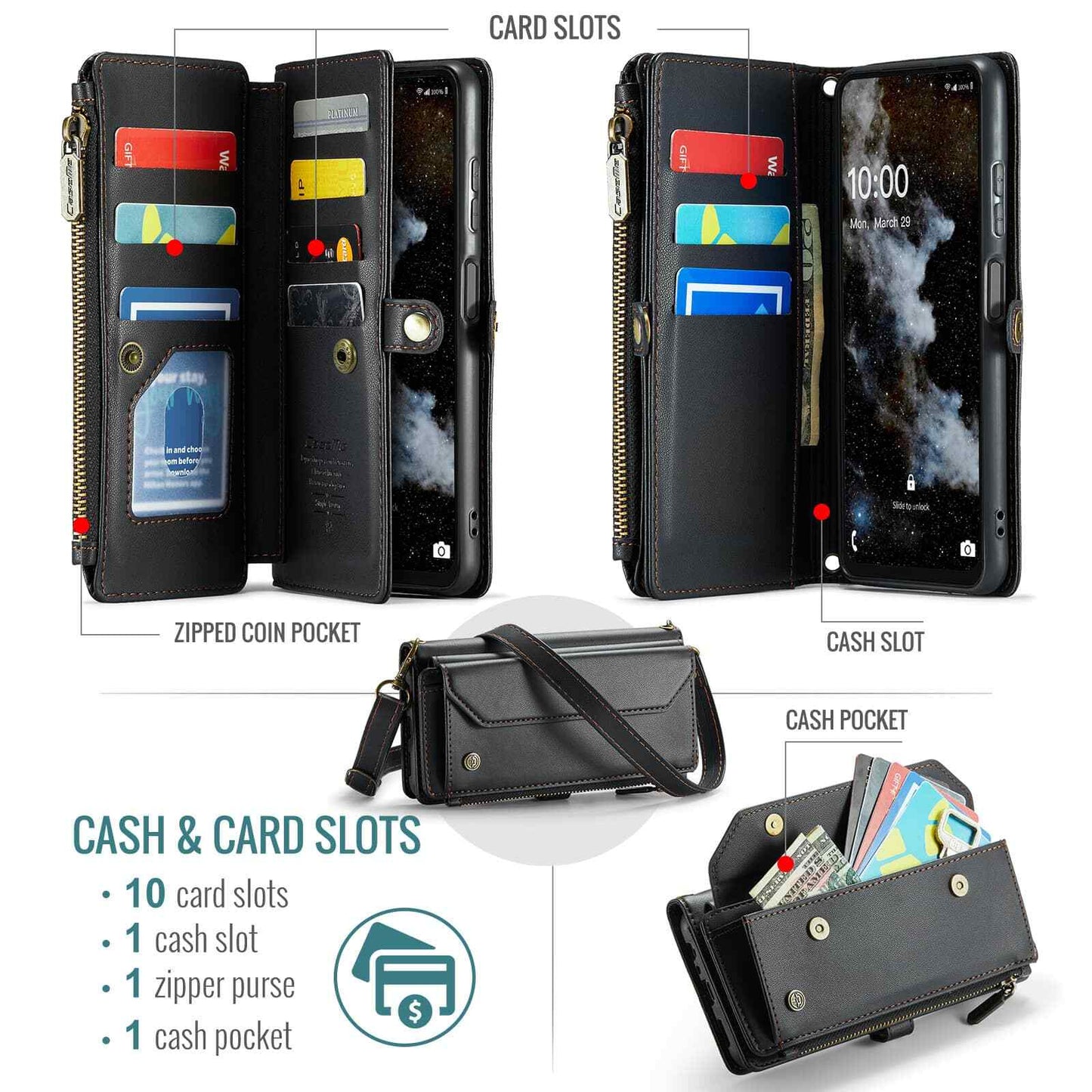 Crossbody for Samsung Galaxy A36 A56 Case Wallet 【RFID Blocking】with Card Holder