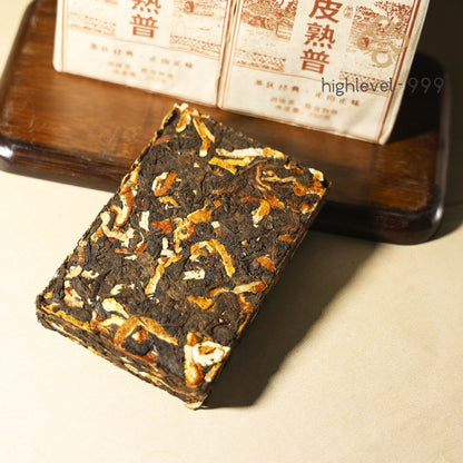 250g Ripe Pu'er Tea Brick Yunnan Dried Chenpi Peel Blended Fermented Tea