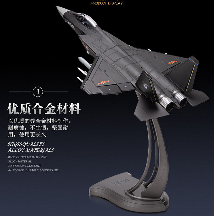 1:24 56CM China J-31 Gyrfalcon Fighter Airplane Diecast Military Aircraft Model