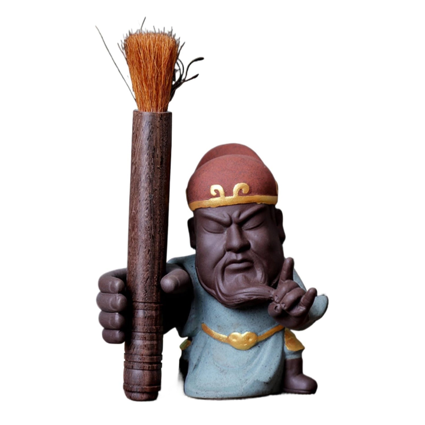 Guan Yu Purple Sands Tea Pet and Tea Washing Pen 11cm 4.4in Kung Fu Tea Ceremony