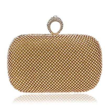 Women Small Evening Clutch Rhinestone Wedding Party Clutch Bag Gold Silver Black