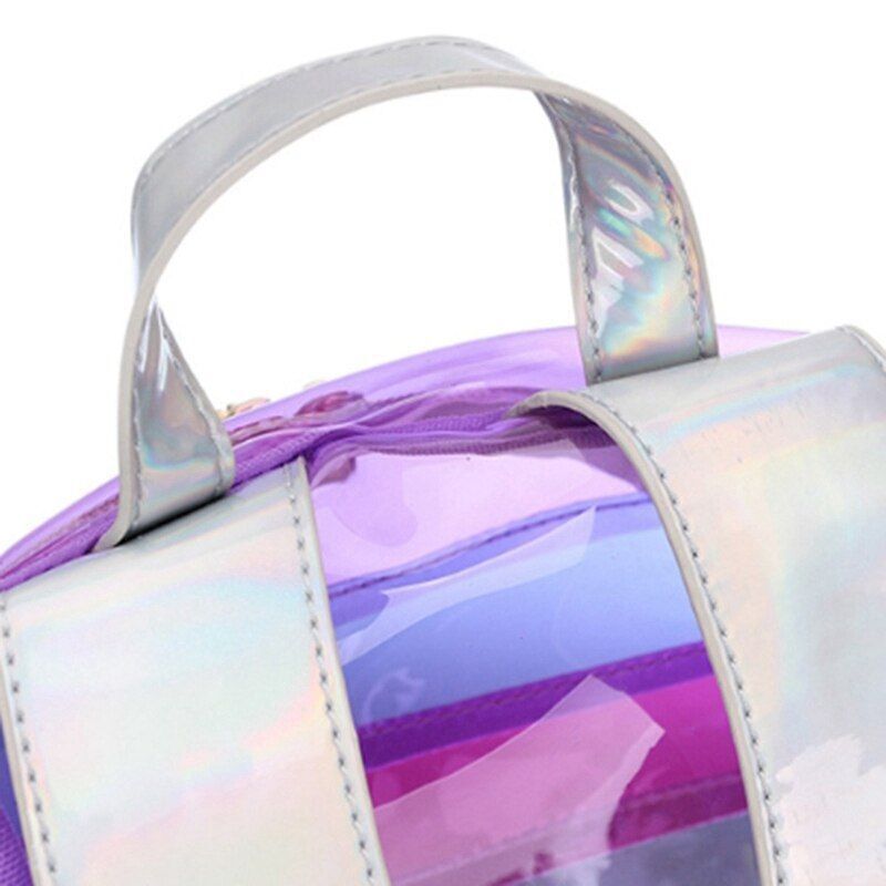Backpack Colorful Stripes Plastic Transparent Bags Traveling Purse 31*25*11 CM