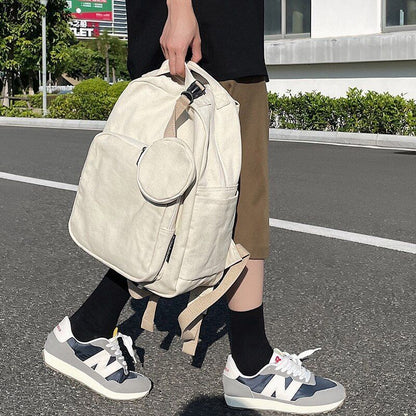 Green Leisure Canvas Backpack College Student School Book Bag Traveling Rucksack