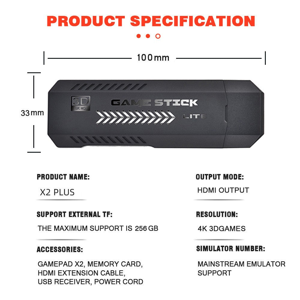 X2 PRO Video Game Console Retro TV Stick 64G-256G 4K Wireless Controller