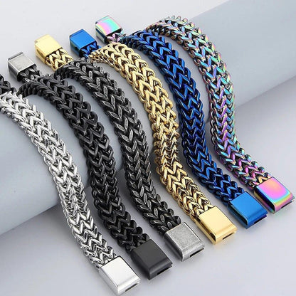 Meshed Woven Stainless Steel Bracelet Curb Chain Cuban Link Wristband Men Women