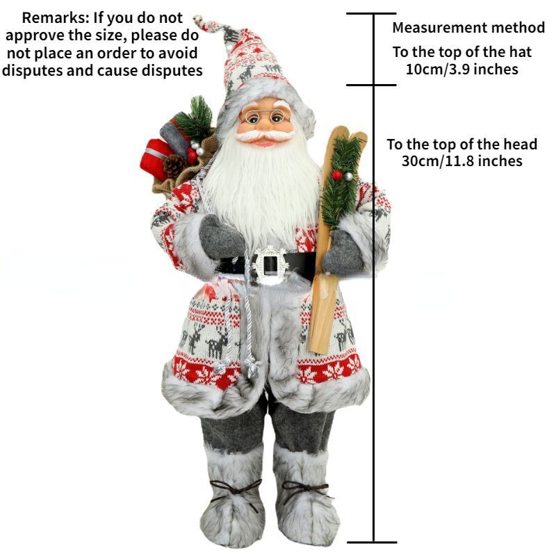 Christmas Ornaments 30-45cm Large Santa Claus Dolls Standing Figurine Home Decor