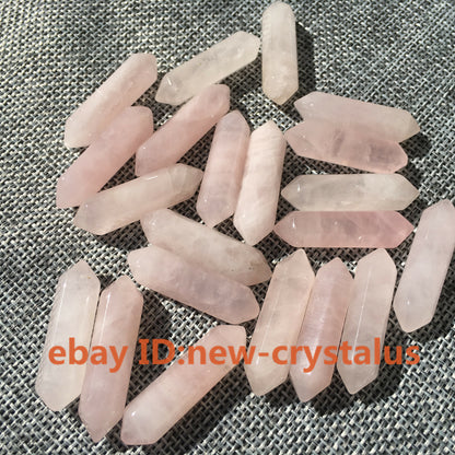 10pc Natural Rose Quartz Double Point Obelisk pendant Crystal Wand reiki Healing