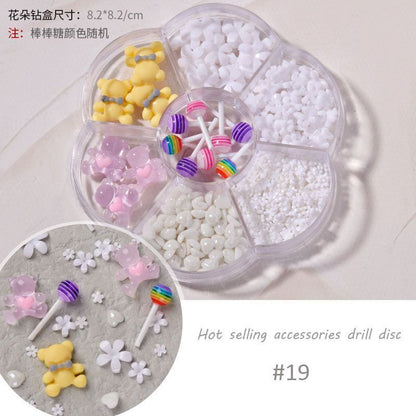 Nail Art Decor 7Grid Mixed-Styles Butterfly Bear Rhinestones 3D Glitter Crystals