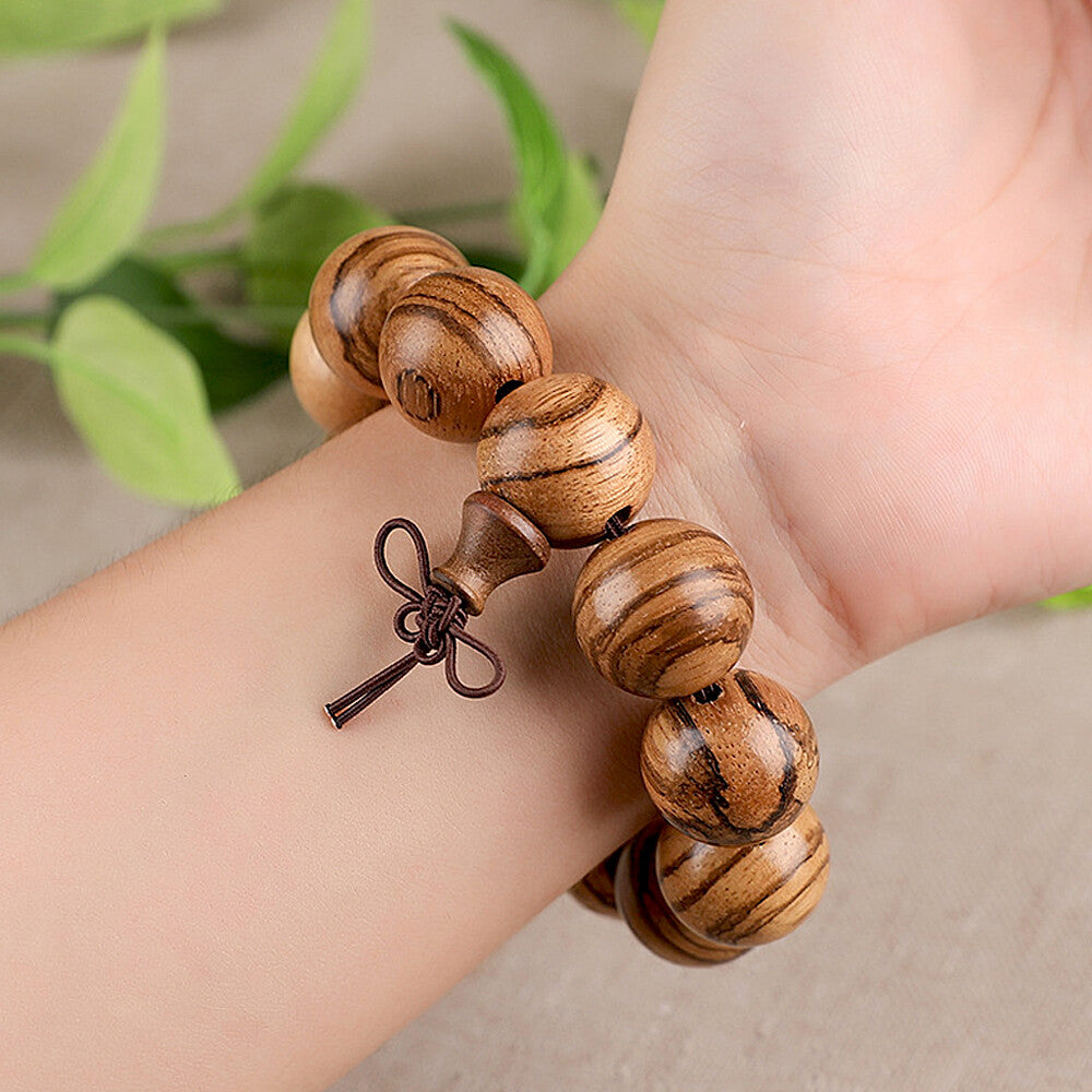 20 Mm Vietnam Agarwood Wooden Bracelets Tiger Pattern Round Beads Jewelry