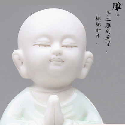 Little Monk Ceramic Tea Pet 16cm 6.4in Tea Table Buddha Statue Tea Ceremony