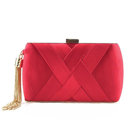 Wallet Stylish Multi-Color Bag Evening Golden Tassel Wedding Clutch Silk Handbag