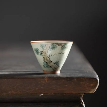 Hand Painted Lotus Teacup Ceramics Master cup Vintage Chinese Kung Fu Tea Bowl