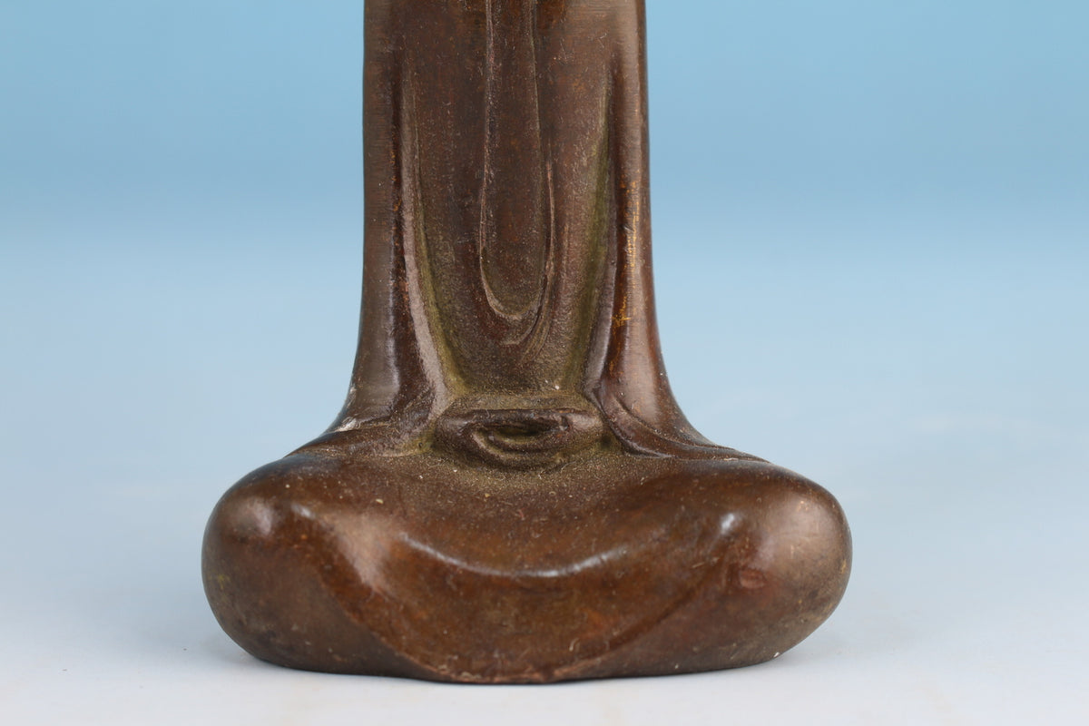 12.5cm H Chinese bronze buddla statue figure tea pet Netsuke table decor bless