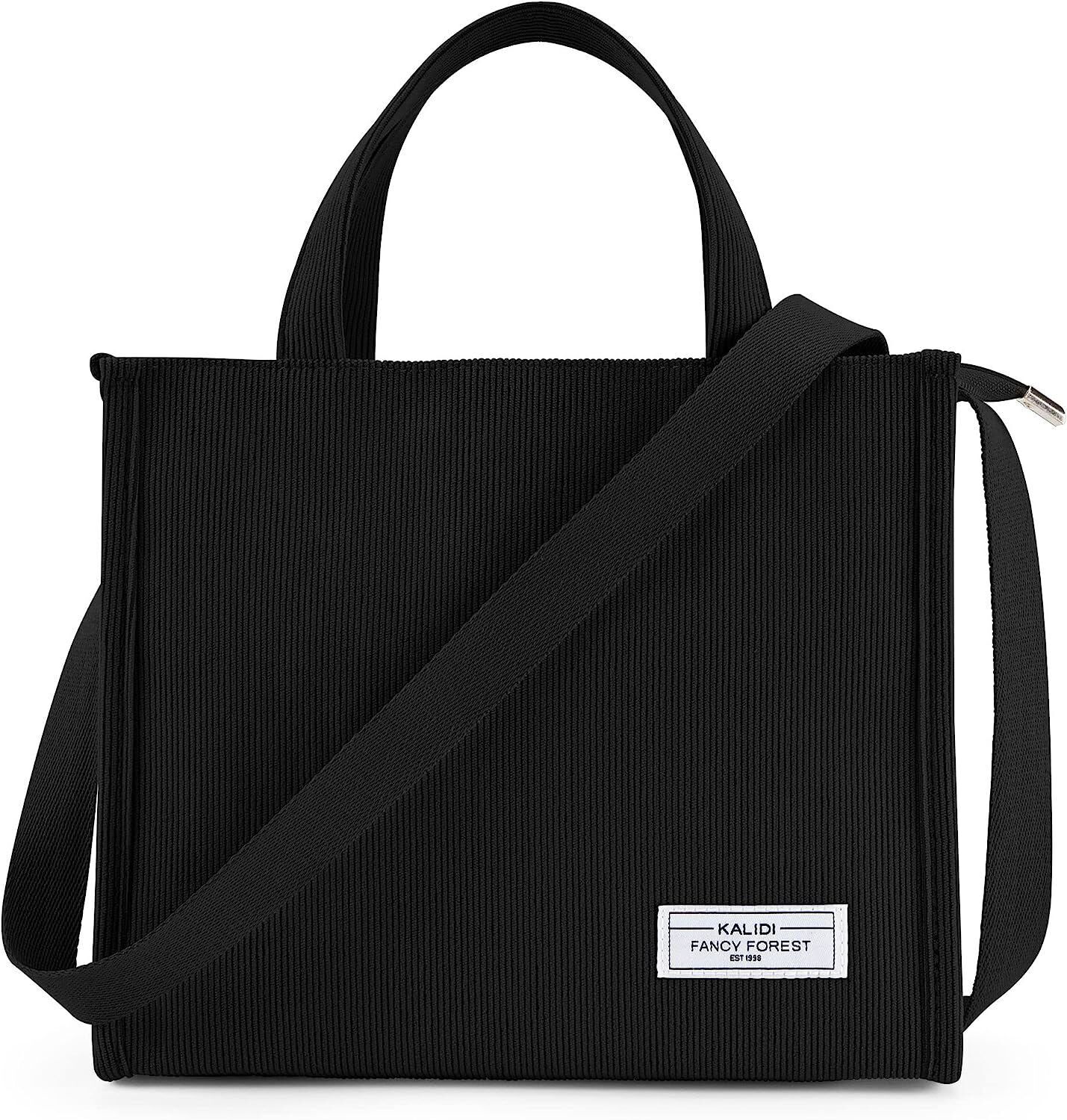 KALIDI Tote Bag for Women Corduroy Crossbody Bag Casual Zipper Tote Fashion Shou