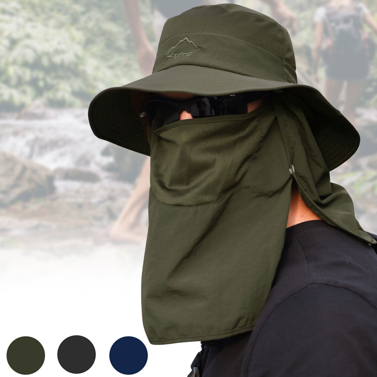Wide Brim Sun Hat Breathable Bucket Cap Summer Fishing UV Protection Men Women