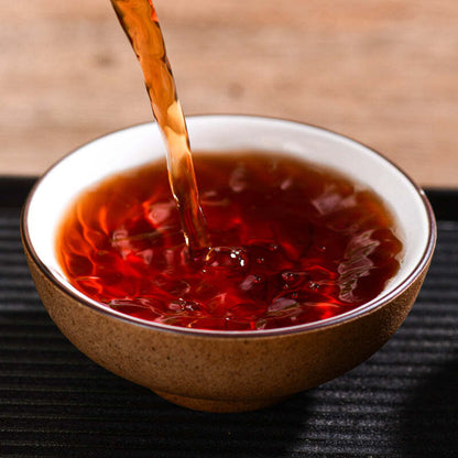 357g Yiwu Ripe Puerh Tea Cake Yunnan Qizi Premium Pu-erh Cooked Tea Pu'er Tea
