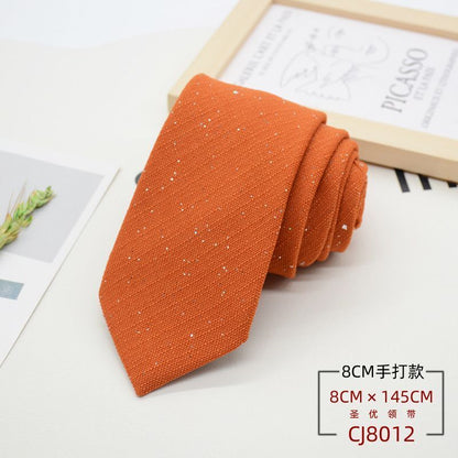 Men Neckties 8cm Width Shiny Linen Cotton Solid Sequin Women Neckwear Casual Tie