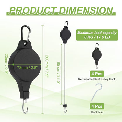3PCS Gardening Plant Hooks Retractable Elevating Hanging Basket Bird Cage Bird
