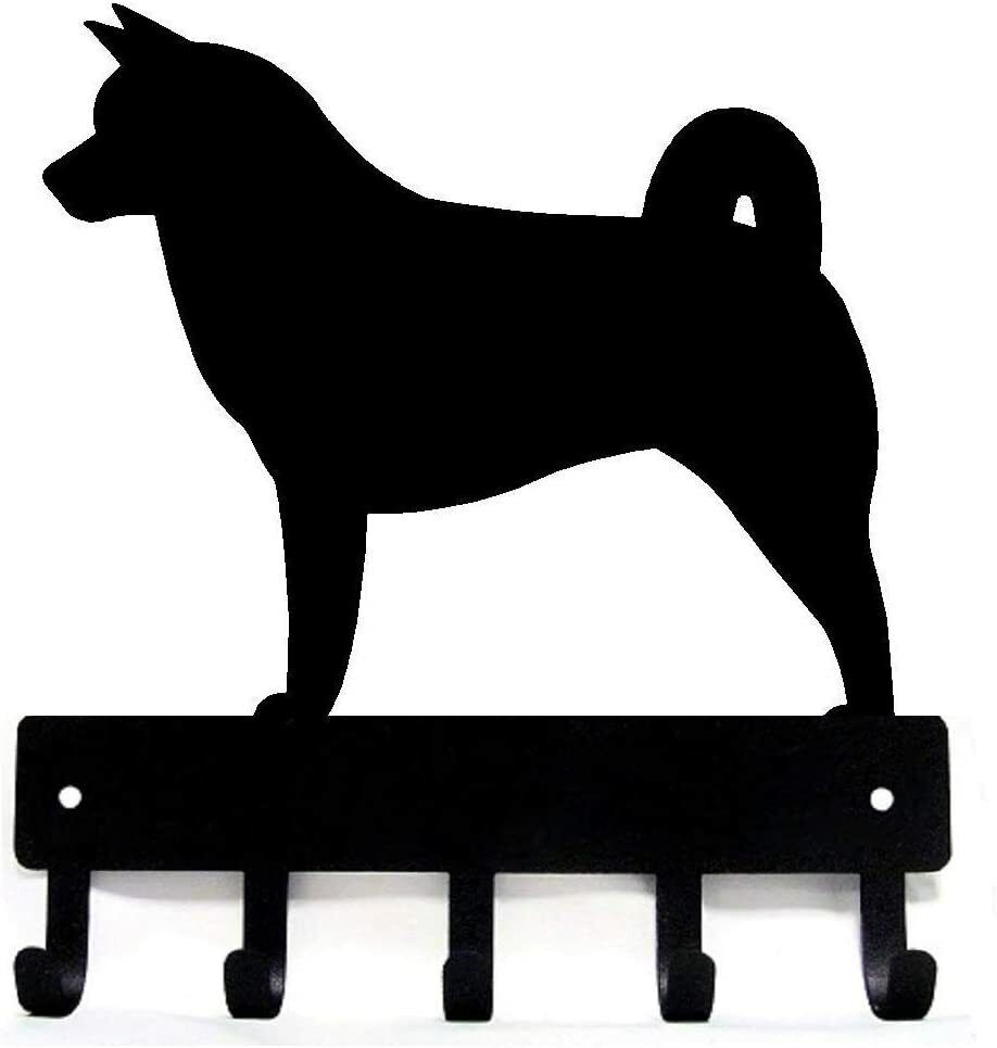 Akita Dog Key Rack & Leash Hanger - 9 inch Wide/6 inch Wide Metal Wall Art